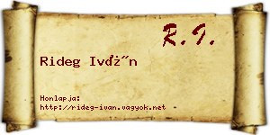 Rideg Iván névjegykártya