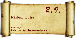 Rideg Iván névjegykártya
